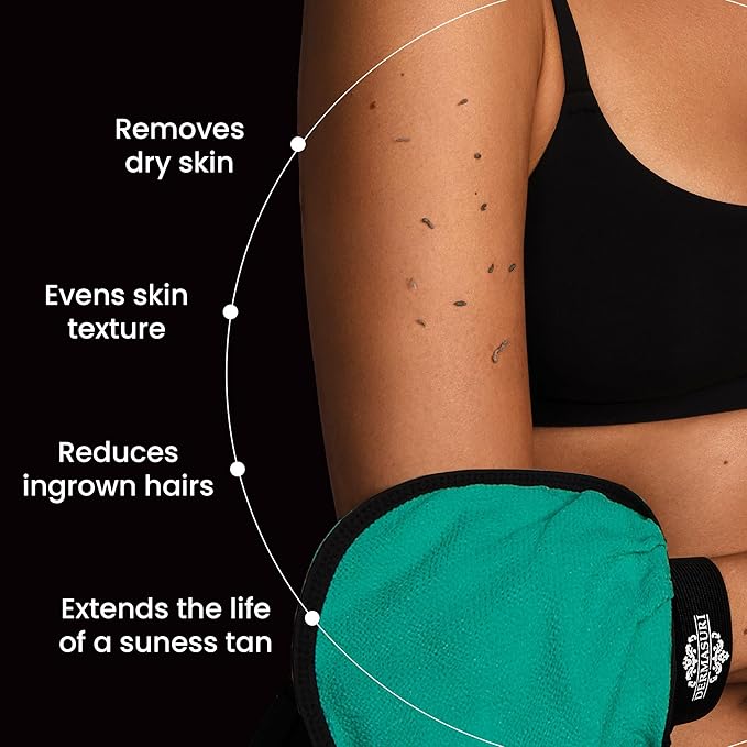 Dermasuri - Deep Exfoliating Glove - Korean Exfoliating Mitt - Body Scrubber for Shower - Buffs Dry & Dead Skin - Keratosis Pilaris Treatment Scrub - Stocking Stuffer Gifts for Women & Men - Teal Mitt