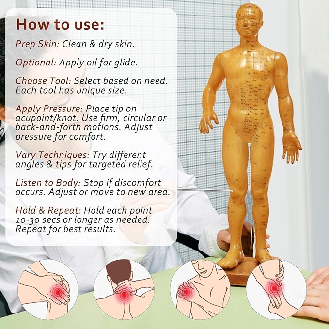 ideayard Facial Reflexology Massage Tool 3 Pieces/6 Szie Headed Stainless Steel Acupuncture Pen Ear Acupressure and Body Point Probe Pen for Deep Tissue