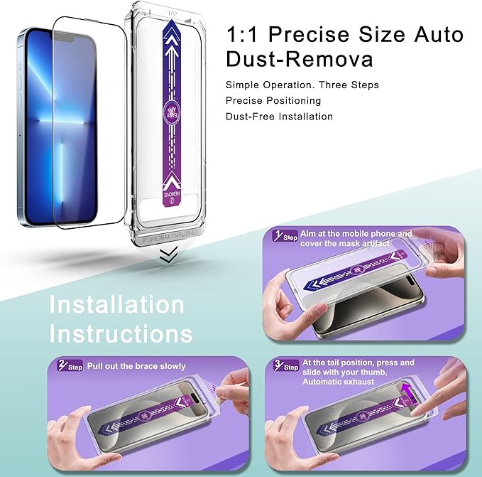 2 Pack Screen Protector Tempered Glass for iPhone 12 Pro Max 6.7-Inch Auto Dust Removal, No Bubbles, High Definition Clear, Easy Installation