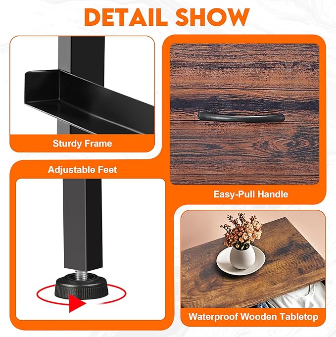 5 Fabric Drawer Dresser for Bedroom, Chest of Drawers with Waterproof Wood Top Tall Dresser for Hallway, Living Room, Kid Room (Rustic Brown)