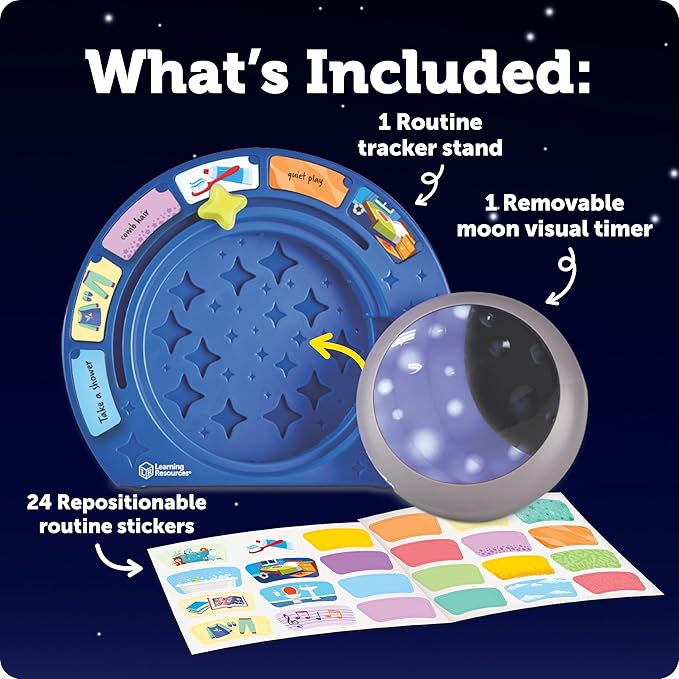 Learning Resources Bedtime Routines - Visual Timer for Kids, Night Light, Time Management Tools for Daily Organization, Count Down Clock, Homeschool Supplies