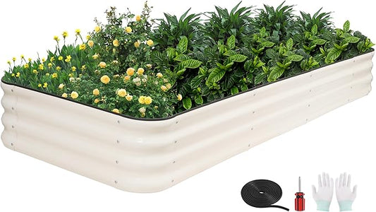 GoCampDriect 6IN1 Raised Garden Bed - 8x3x1ft Galvanized Raised Garden Boxes Outdoor Corrosion Resistant | Variable Shape 9x2x1ft Metal Raised Garden Beds for Planting Vegetable, Fruits,Flower