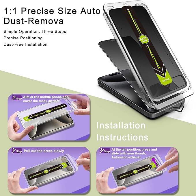 2 Pack Matte Privacy Anti-Spy Screen Protector for iPhone 17/16 Pro (6.3-Inch),Anti-Glare,9H Tempered Glass,Full Coverage,Anti-Fingerprint,Auto Dust Removal,Bubble-Free