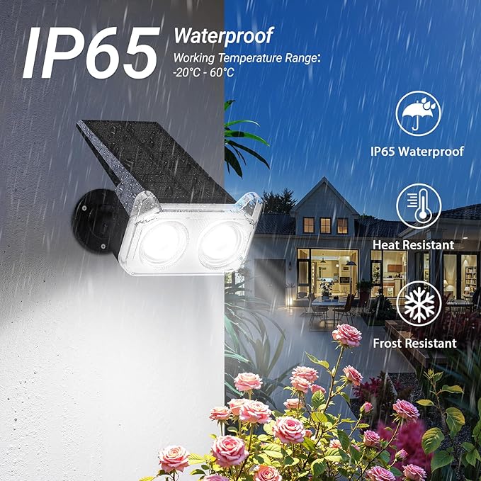 LETMY Solar Spot Lights Outdoor Waterproof with Bigger LED, Auto ON/Off 135°Adjustable Solar Lights Outdoor, 2-in-1 Wall Lights & 2 Modes Landscape Spotlights for Tree Yard Pathway Garden Decor 2Pack