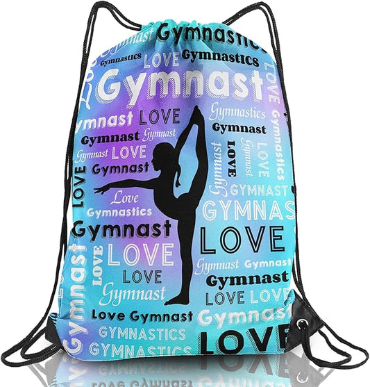 Gymnastics Drawstring Backpack Love Gymnastics Bag Team Gifts (Muiltcolor, 1Pcs)