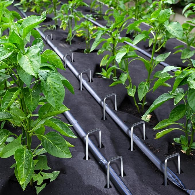 Finderomend 100 Pack Landscape Staples, 8" 11 Gauge Galvanized Steel Garden Stakes,Landscape Pins Turf Staples for Securing Weed Barrier Artificial Grass