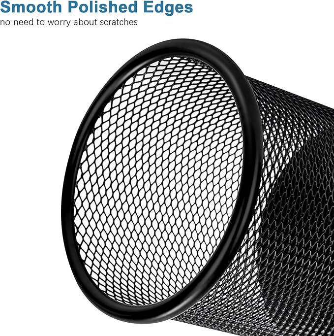 Marte Vanci Mesh Pencil Holder Pen Holder for Desk Metal Pencil Cup Holder Desktop Pencil Marker Brush Organizer for Home Office Black 4 Packs