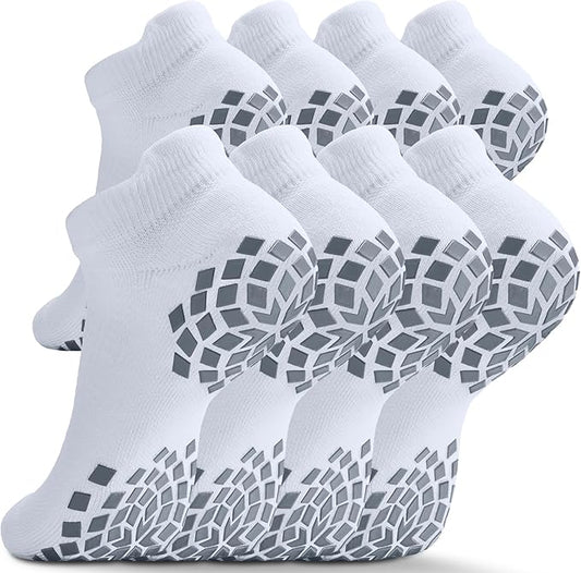 Pilates Grip Socks - Cushioned Slipper Non-Slip Grippy for Women Men Yoga - Barre Workout Hospital Sticky Socks