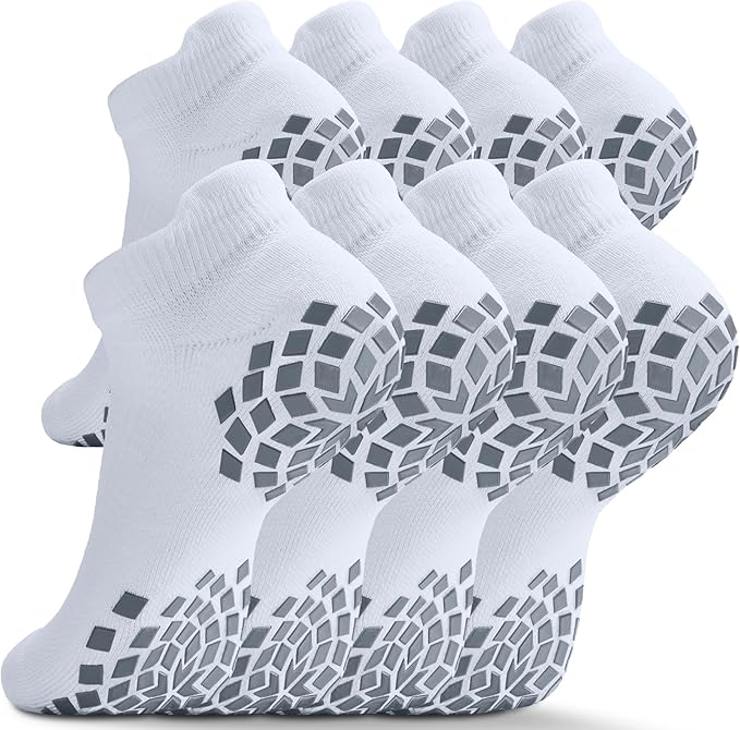 Pilates Grip Socks - Cushioned Slipper Non-Slip Grippy for Women Men Yoga - Barre Workout Hospital Sticky Socks