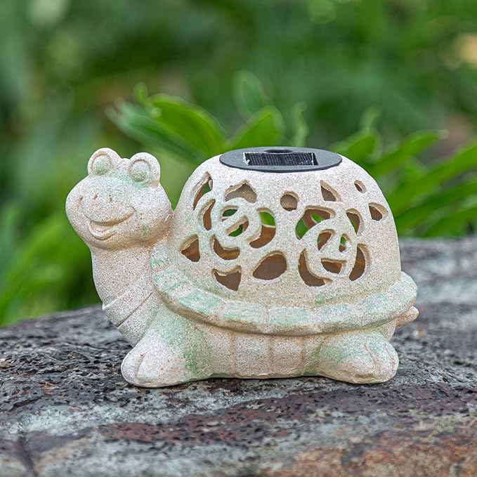 6.69-Inch Solar Turtle Garden Statue Outdoor Decor for Yard, Lawn & Balcony | Unique Housewarming Gift for Garden