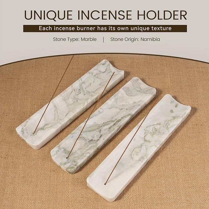 Koville Marble Incense Holder, Incense Holder for Sticks, Incense Sticks Holder Ash Catcher for Meditation Yoga SPA, Natural Stone Incense Burner, Home Table Decor (Bianco Palomino)