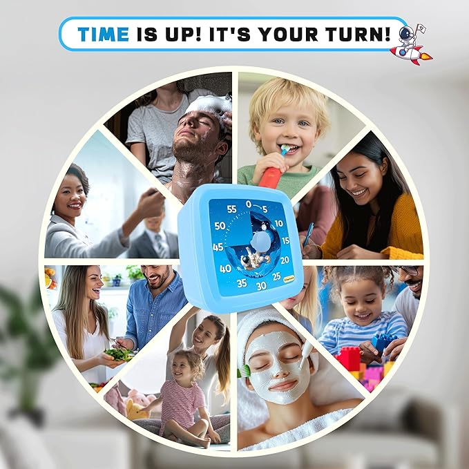 Visual Timer for Kids, 60-Minute Countdown Timer for Classroom Office Kitchen, Pomodoro Timer Spaceman Pattern, Time Management Tools with Silent Operation,Desk Time Clock for Kids and Adults