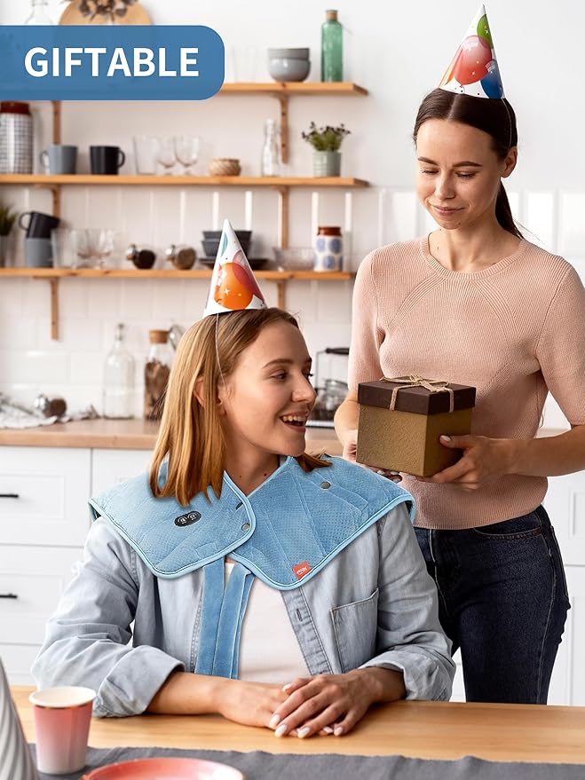 Heating Pad for Neck and Shoulders and Back with Battery,12V Portable Cordless Heated Pad with Vibration Massager and 3 Heating Modes,Weighted Electric Heat Pad,Max 158℉,16.9'' x 23.6''