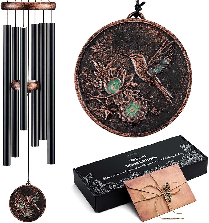 Wind Chimes for Outside, Vintage Hummingbird Deep Tone Wind Chime Outdoor Clearance, Patio Porch Balcony Decoration, Garden Hanging Decor Gifts for Women Mom Grandma (34" Hummingbird)