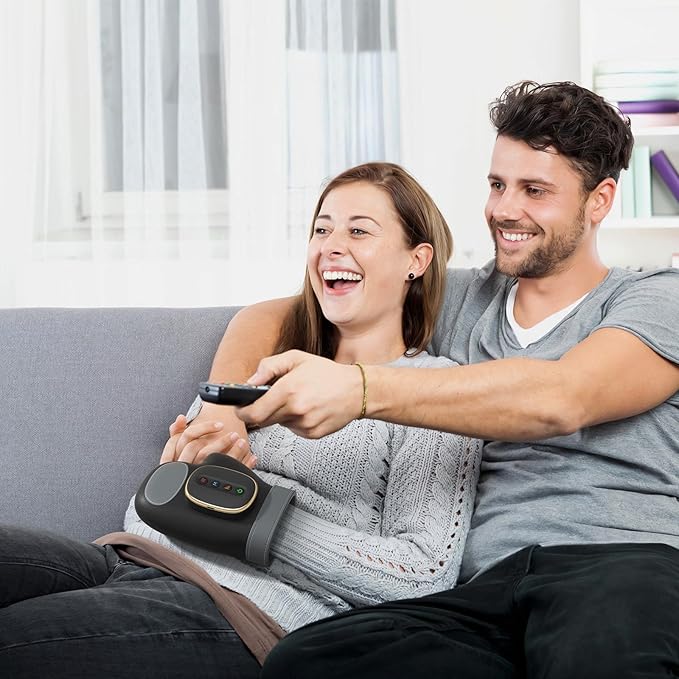 WUX Hand Massager with Heat Compression Relief, 3 Massage 4 Temperatures 5 Compression Models Therapy Glove, Hand Massager for Arthritis and Carpal Tunnel, Great Gift for Men and Women