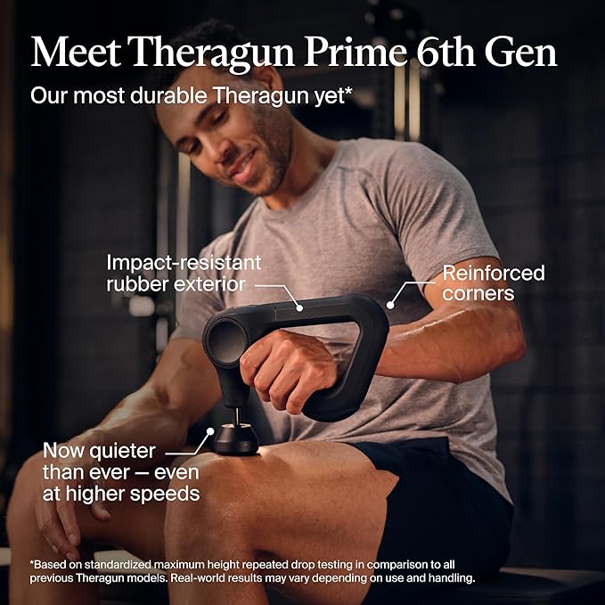 TheraGun Prime (6th Generation) Massage Gun by Therabody – Deep Tissue, Powerful Massage in a Rugged, Durable Design for Reliable Recovery & Pain Relief