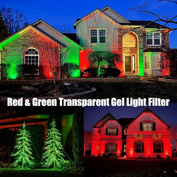 (10 Pcs) Christmas Gel Light Filter, Red and Green Transparent Color Lighting Gel Filter Correction Plastic Sheets 8.5 x 11 Inch for Film, Video, Photo, Stage (Christmas)