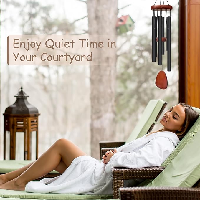 2 PCS 28" Wind Chimes for Outside. Deep Tone Lovely Wind Chimes with 6 Aluminum Tubes Courtyard Decoration. Windchimes Outdoor Create an Enjoyable Atmosphere & Give Mom a Gift