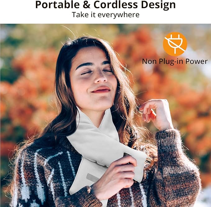 AKASO Heated Neck Wrap with 5000mAh Power Bank - Electric Heating Pad for Neck Pain Relief and Stiffness