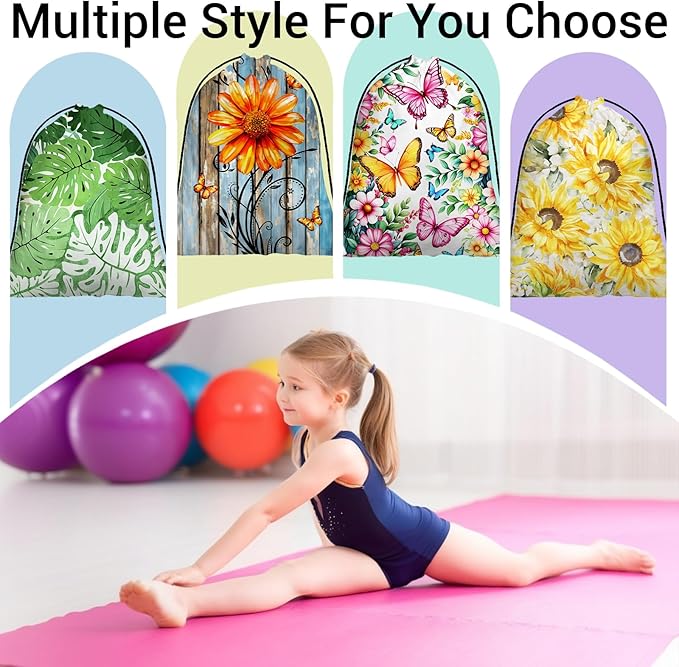 Daisy Flower Gymnastics Grip Bag Orange Lightweight Drawstring Gym Grip Bags for Womens