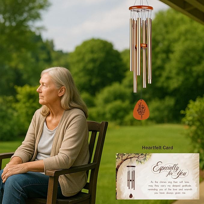 Wind Chimes for Mom Birthday Gifts from Daughter, Son – Christmas Ideas for Mom Long Distance, Mothers Day Presents – Home Patio Garden Decor – Wooden Large Wind Chimes for Outside 28"