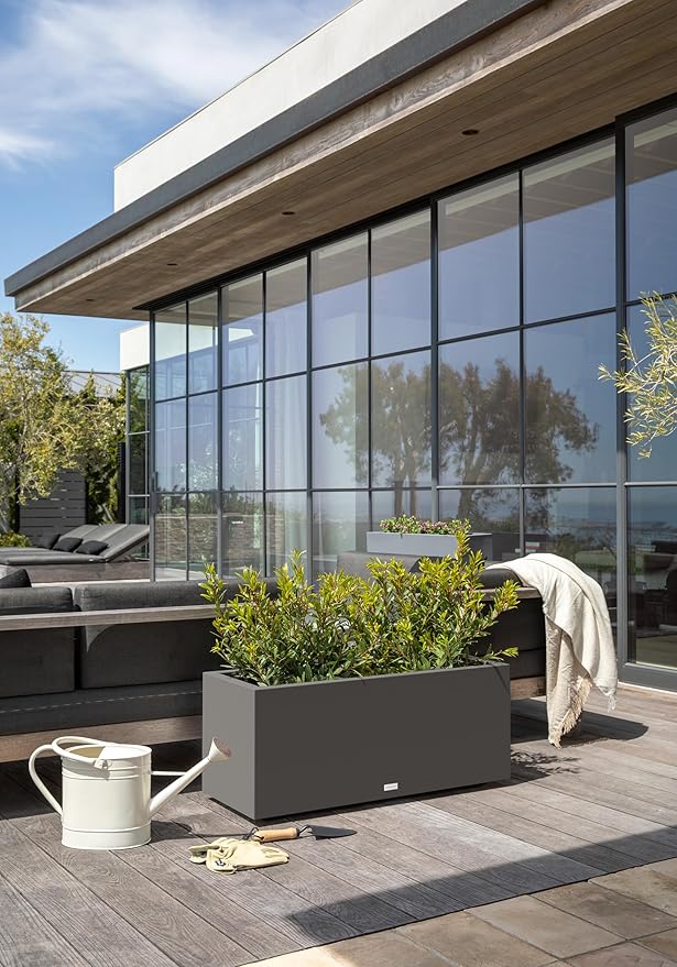 Veradek Block Series Long Box Planter - Large Rectangular Planter for Indoor or Outdoor Patio/Porch | Durable All-Weather Use with Drainage Holes | Modern Décor for Tall Plants, Flowers or Shrubs