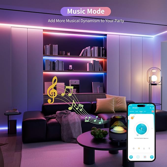 PAUTIX RGB Smart IC COB LED Strip Lights,6.56ft/2m Addressable UL-Listed 24V Chasing Color Flexible Tape Light Multicolor,Work with Alexa/Google Assistant,for Cabinet,TV,Bedroom,Party DIY Decoration