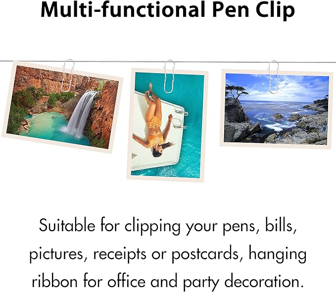 Wisdompro Pen Clip, 12 Pack Stainless Steel Pencil Clip Holder for Notebook, Books, Journal, Clipboard, Paper, etc. - 2.6 x 0.7 inch (Silver)