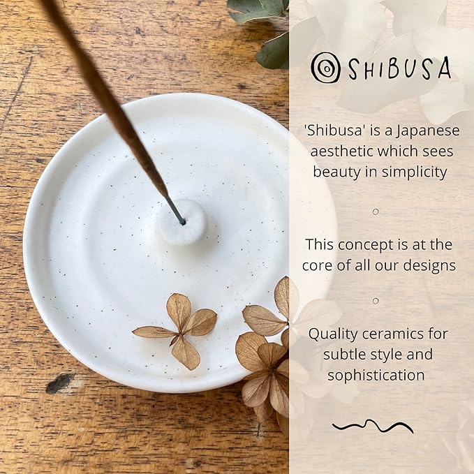 SHIBUSA Incense Holder - 4 INCH | Modern Minimalist Circular Incense Stick Burner for Cones or Sticks | Australian Designer | Ceramic Ash Catcher | Incense Not Included