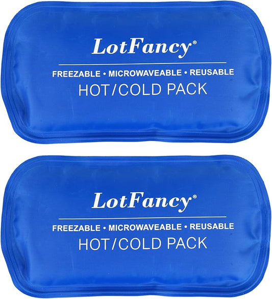LotFancy Gel Ice Packs, 2pc Reusable Hot Cold Pack for Therapy, Heating Cooling Gel Pad, Pain Relief for Face, Head, TMJ, Wisdom Teeth, Oral Facial Surgery, Sport Injuries, Migraine, Muscle Joint