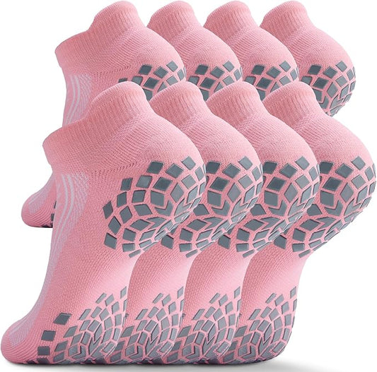 Pilates Grip Socks - Cushioned Slipper Non-Slip Grippy for Women Men Yoga - Barre Workout Hospital Sticky Socks