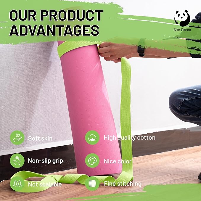 Slim Panda Yoga Mat Straps for Carrying, Adjustable Yoga Mat Carrier, Yoga Mat Sling(Yoga Mat Not Included)