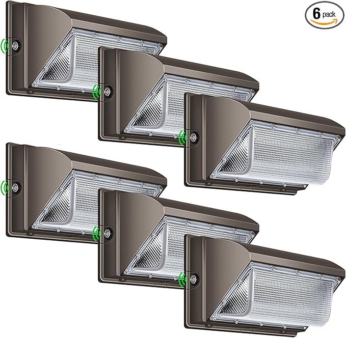 LED Wall Pack Light Dusk to Dawn Photocell 6 Pack,800W Equivalent Bright 18000LM LED Exterior Buildings Lighting 5000K 120W LED Flood Wall Lights Outdoor 110V-277V IP65 Waterproof for Yard