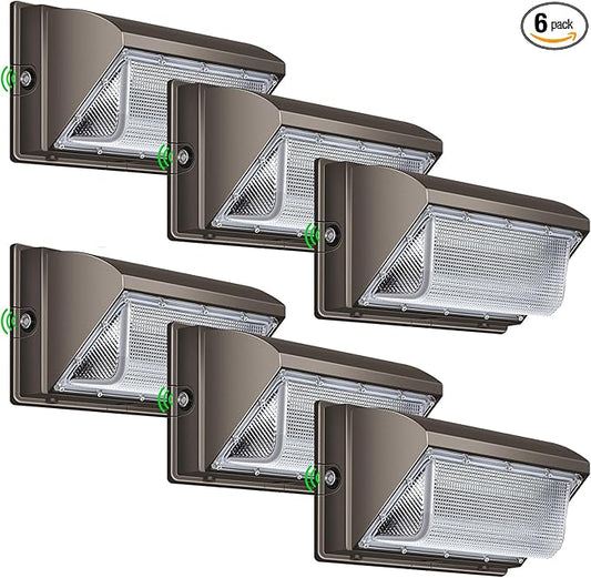 LED Wall Pack Light Dusk to Dawn Photocell 6 Pack,800W Equivalent Bright 18000LM LED Exterior Buildings Lighting 5000K 120W LED Flood Wall Lights Outdoor 110V-277V IP65 Waterproof for Yard