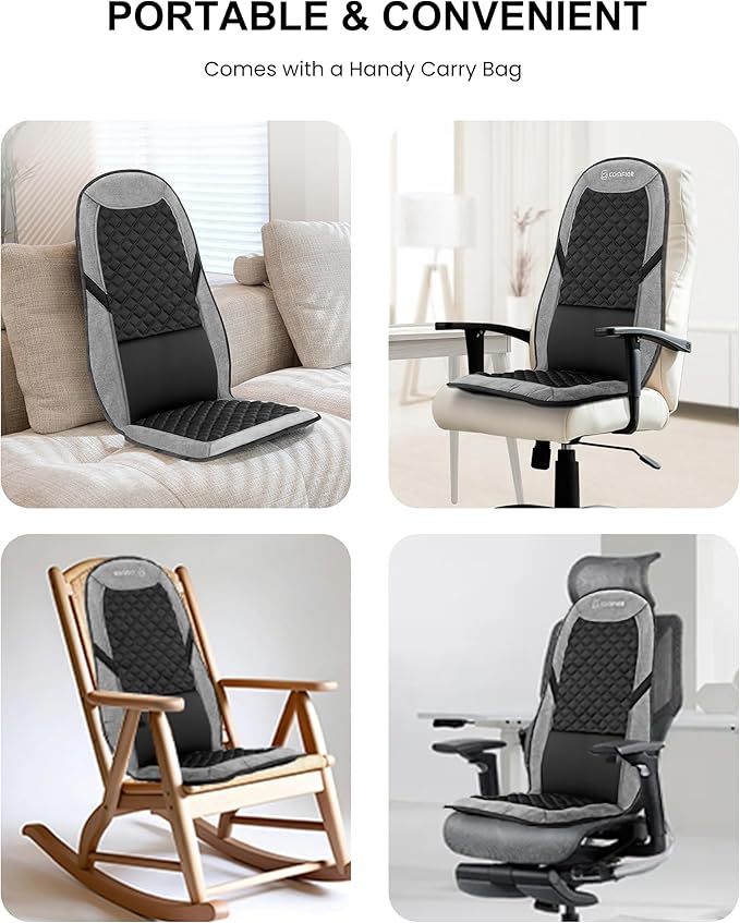 COMFIER Back Massager with Heat,Massage Chair Pad,Massage Seat Cushion with Adjustable Lumbar Support,Back Massage for Pain Relief,Chair Massager for Recliner,Office,Gifts for Dad,Mom