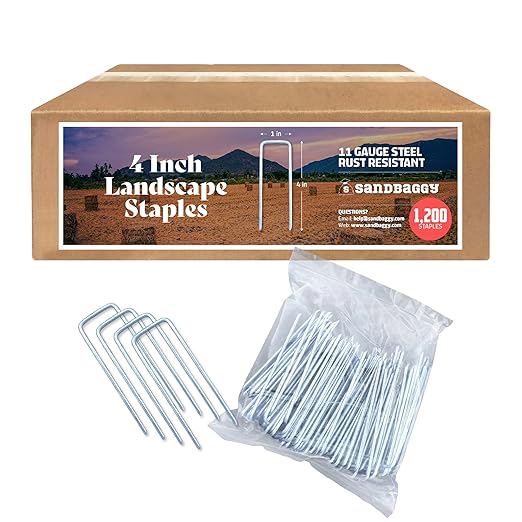 Sandbaggy 4 Inch Landscape Sod Staples | Great for Hard & Rocky Soil | Sharp Like a Knife | Tough 11 Gauge Rust-Resistant | Trusted by Farmers & Contractors Across USA (1200 Staples)