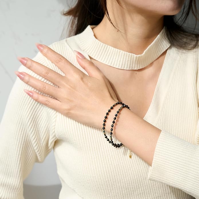 Crystal Beaded Bracelets, Chakra 4mm Natural Stone Beads Bracelets, Gemstone Spiritual Jewelry Gifts for Women