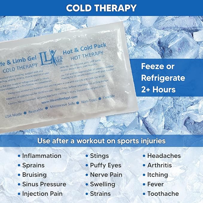 Small Reusable Gel Ice Pack for Injuries (6 X 10 Inches) USA Made Quality Hot Cold Packs - Pain Relief Elbow Knee Ankle Wrist Chiropractic Physical Therapist by Life and Limb Gel (2)