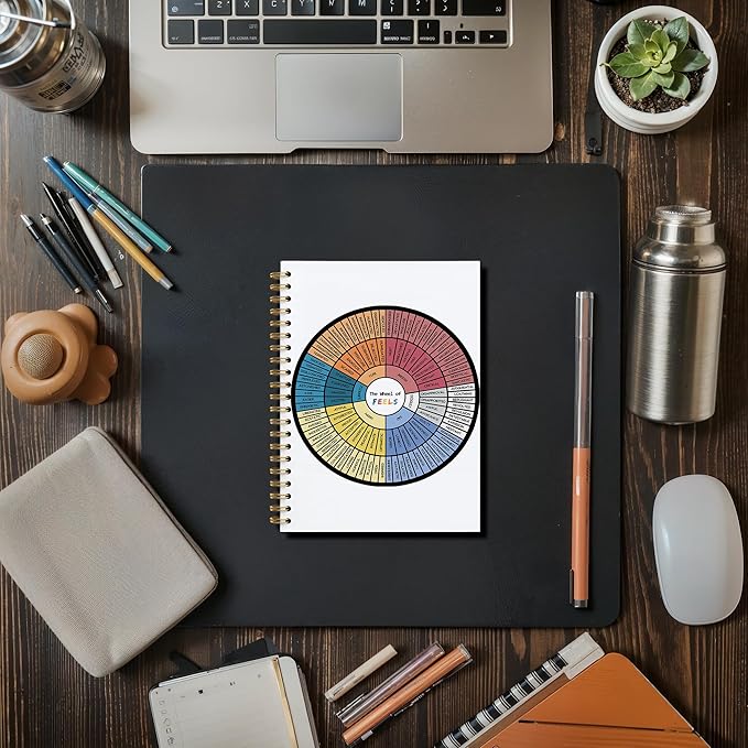 Mental Health Gifts Wheel Of Feels Spiral Notebook Journal, Psychologist Therapist Gifts Notebook For Counselor Student Therapy Office School, 5.5 x 8.3 Inches