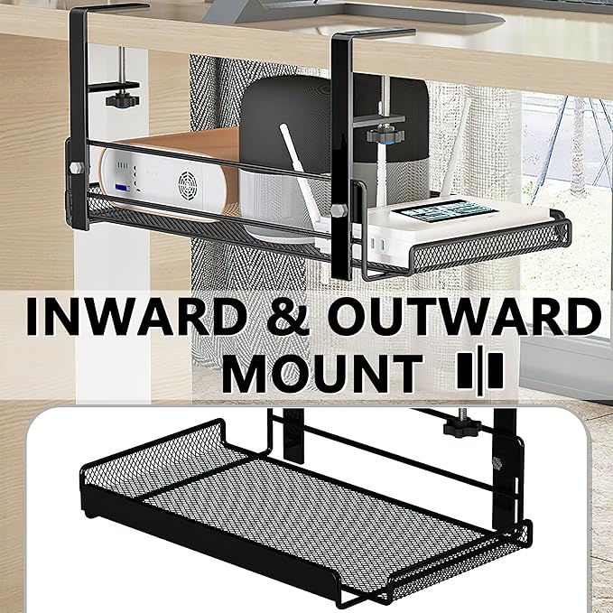 Under Desk Cable Management Tray Cord Wire Shelf Organizer (Medium)