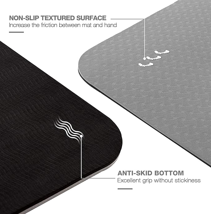 UMINEUX Large Yoga Mat for Men and Women 1/4 & 2/5 Inch Extra Thick TPE Fitness Mat for Home Gym Workout, Non-Slip, Eco Friendly Exercise Mat for Yoga, Pilates, Stretching, Meditation