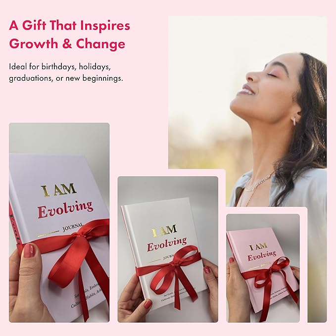 iAmEvolving Journal – Gratitude Journal with Prompts for Goal Setting, Habit Tracking, Mindfulness, Daily Reflection, Affirmations – 2025 Undated Self-Care Notebook for Women & Men (Columbia Blue)