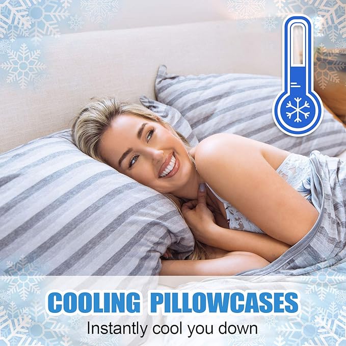 Ailemei Direct Cooling Pillowcase Set of 2, Double Sided with Hidden Zipper, Japanese Icy-Jade Fiber, Breathable and Moisture-Wicking, Easy to Clean, Machine and Hand Washable