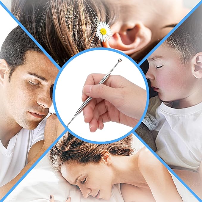 Agatige 12cm Dual Head Reflexology Tools for Face, Stainless Steel Ear and Body Acupuncture Massage Pen Full Body Self Massage Relief Pain Therapy Tools for Deep Tissue(12cm)