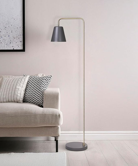 HarvestLand Steady Brass Floor Reading Lamp – Adjustable Standing Lamp with Solid Base, Reading Lamps Floor Standing, Grey Reading Floor Lamp for Living Room or Over Chair Use