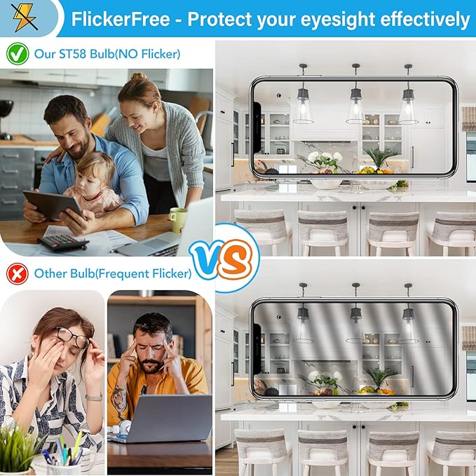 MAXvolador 10-Pack Vintage LED Edison Bulb Dimmable 60W Equivalent 850 Lumens, Daylight White 5000K 6W Antique ST58 Filament Light Bulbs, E26 Base