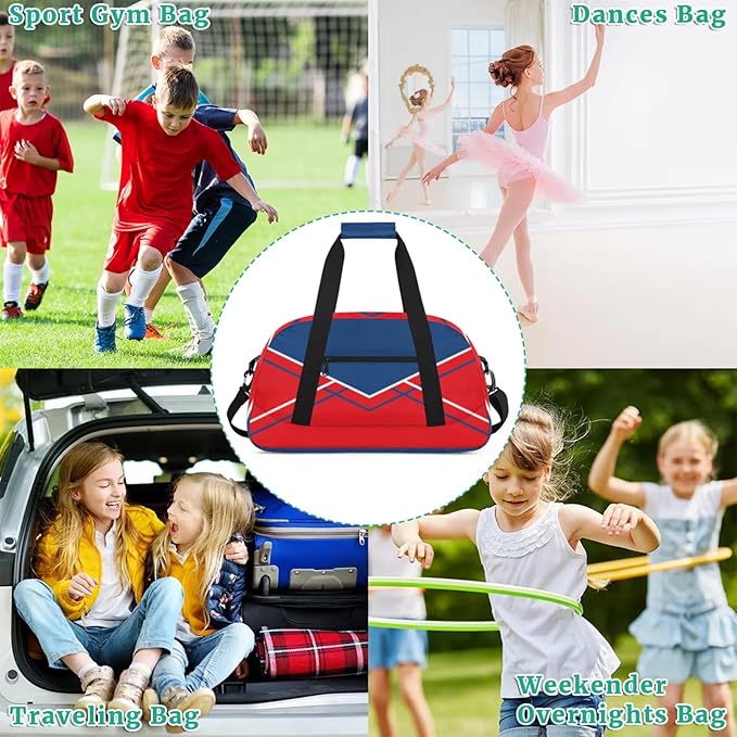 Sports Duffle Bags Red Blue Travel Duffle Bag Waterproof Weekender Overnight Gym Carry On Bag for Dance, Yoga