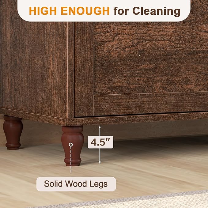 ANJ Mid-Century Modern TV Stand for 75 inch TV, TV Console with Storage Cabinet & Drawer, Retro Brown Wooden TV Stands for Living Room Furniture,Entertainment Center with Ample Large Storage Space