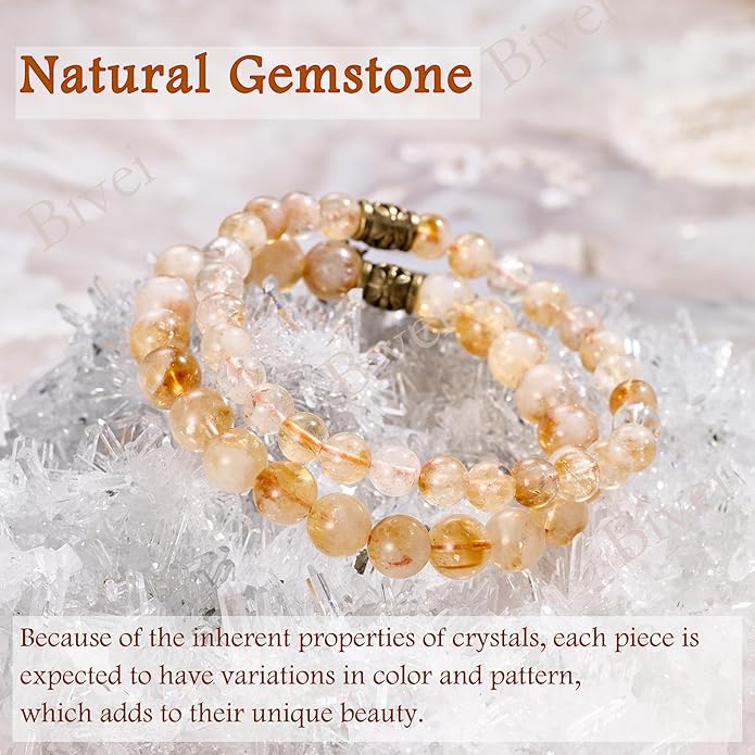 Bivei Natural Semi Precious Gemstone beads bracelet for women - Life Tree and Leaf Charm Energy Reiki Crystal Stretch Bracelets