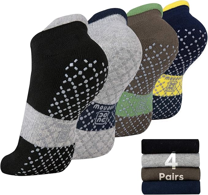 unenow Unisex Non Slip Grip Socks with Cushion for Yoga Pilates Barre Home & Hospital